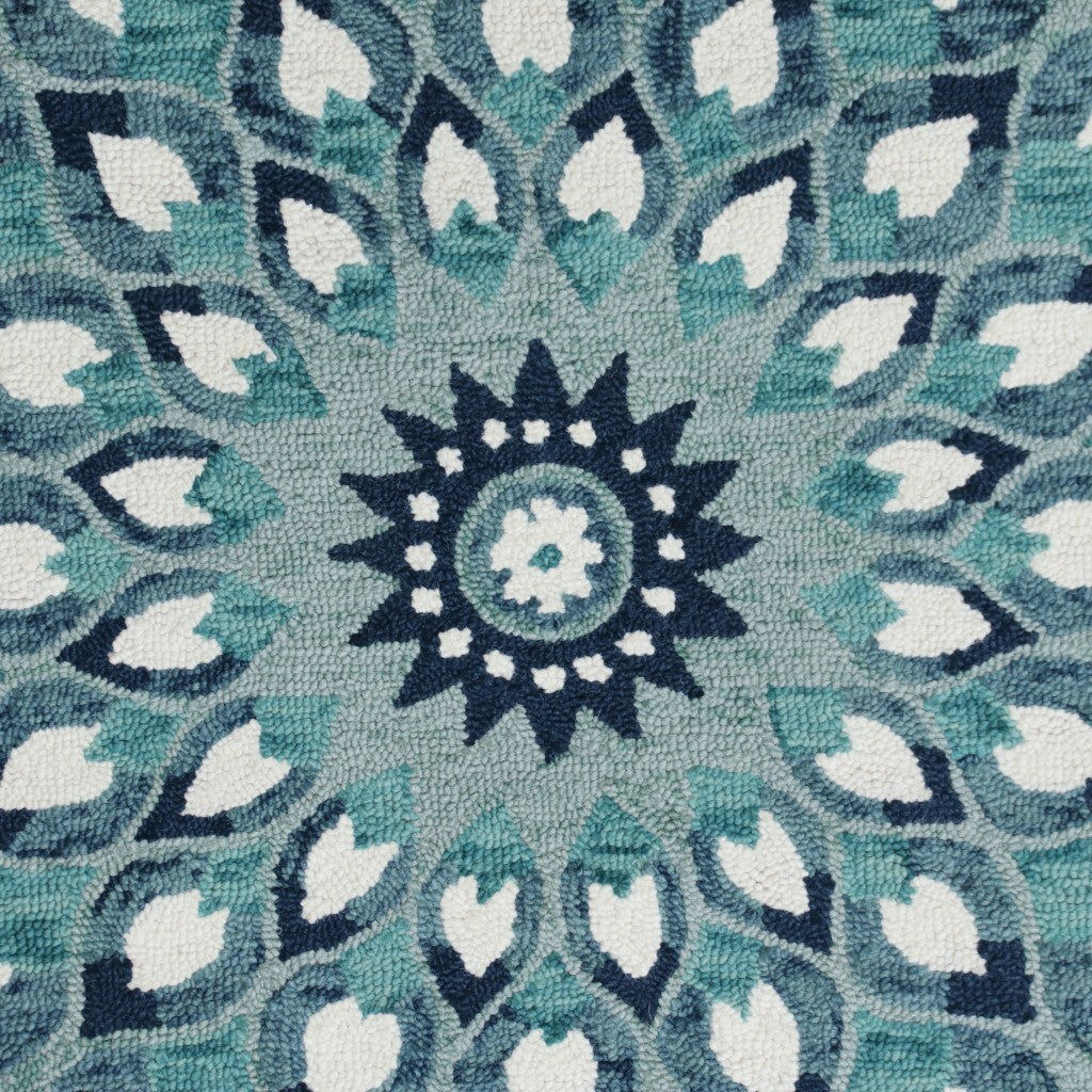 4' Round Blue and White Floral Feather Area Rug LuxuryLifeWay Online Store