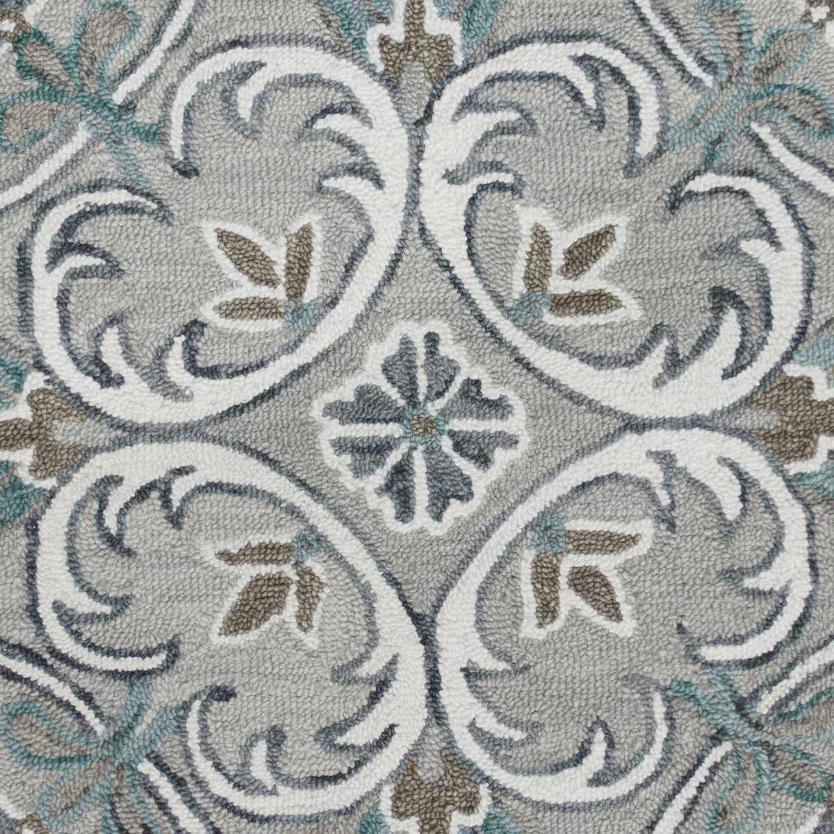 4' Round Gray and White Filigree Area Rug LuxuryLifeWay Online Store