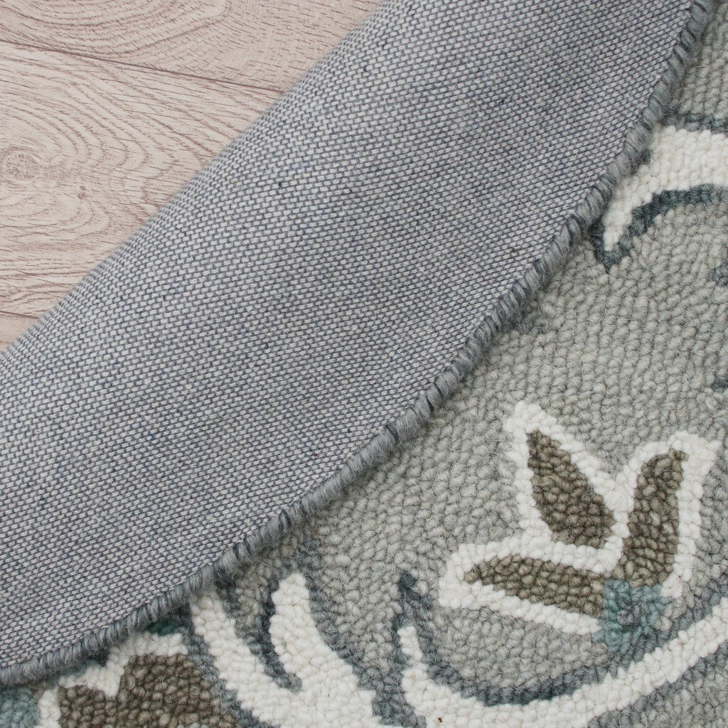 4' Round Gray and White Filigree Area Rug LuxuryLifeWay Online Store
