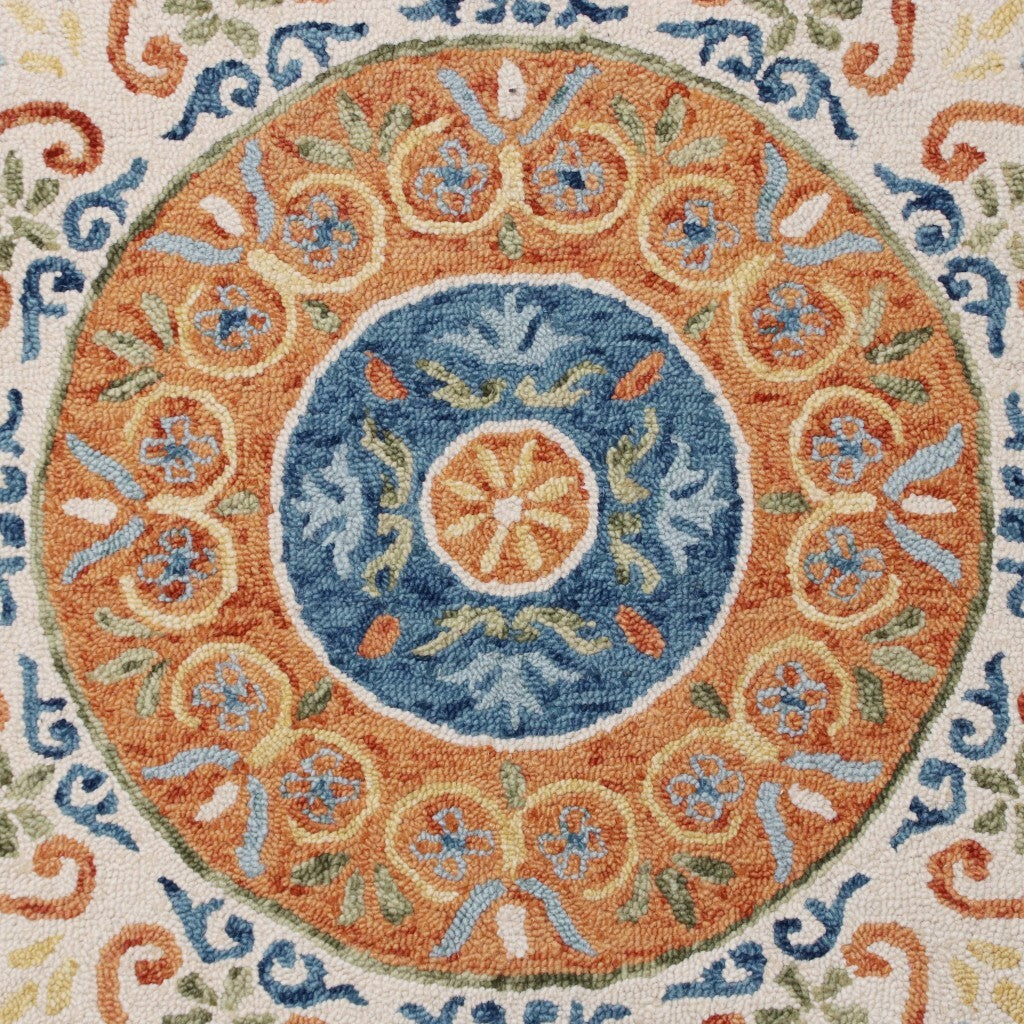 4' Round Orange Traditional Medallion Area Rug LuxuryLifeWay Online Store
