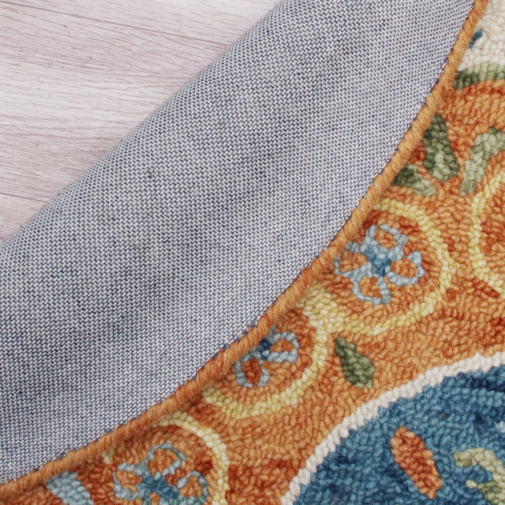 4' Round Orange Traditional Medallion Area Rug LuxuryLifeWay Online Store