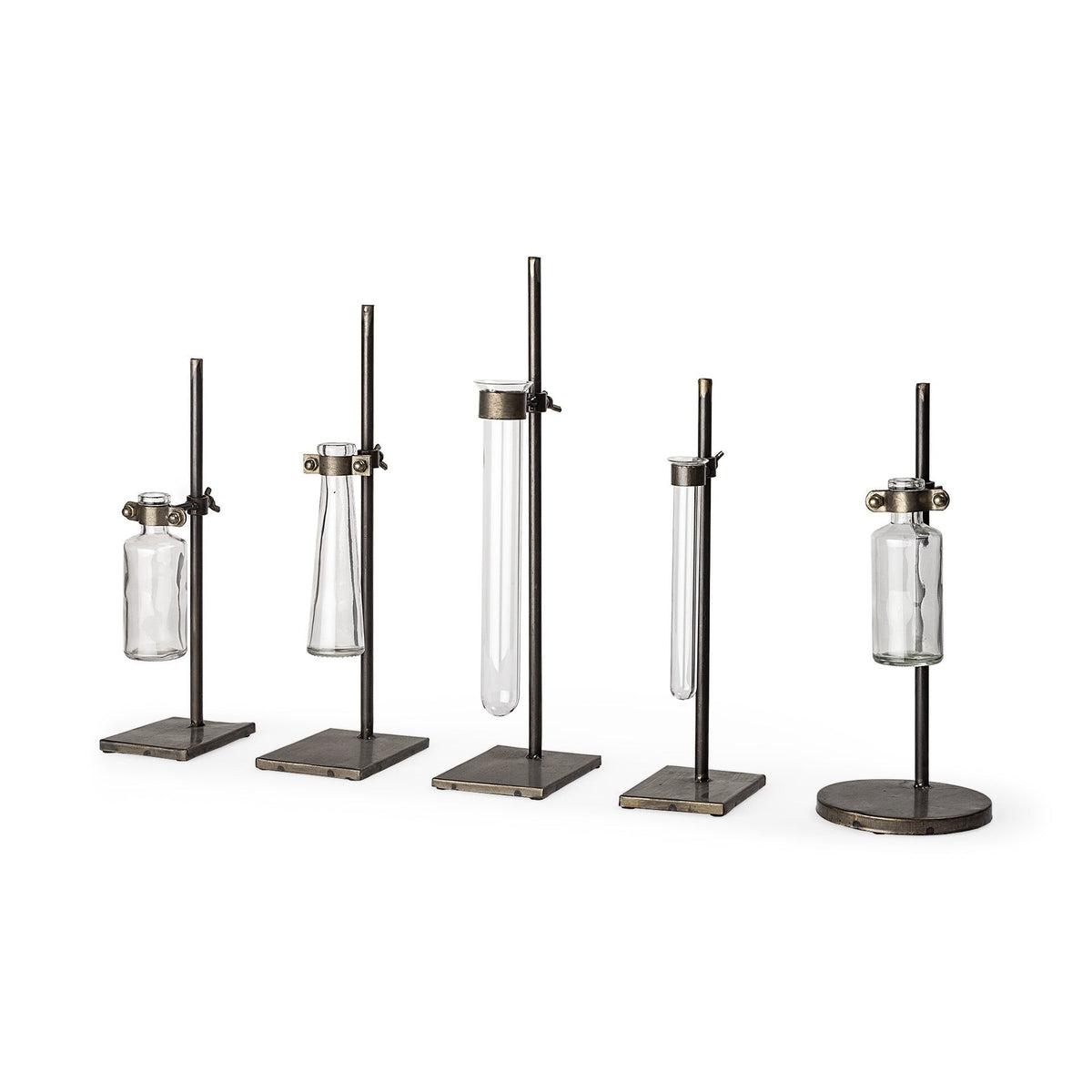 Set of Five Test Tube Vases with Metal Bases LuxuryLifeWay Online Store