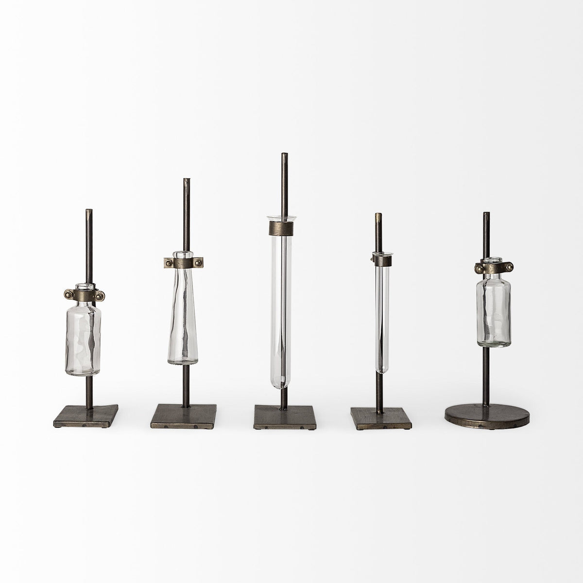 Set of Five Test Tube Vases with Metal Bases LuxuryLifeWay Online Store