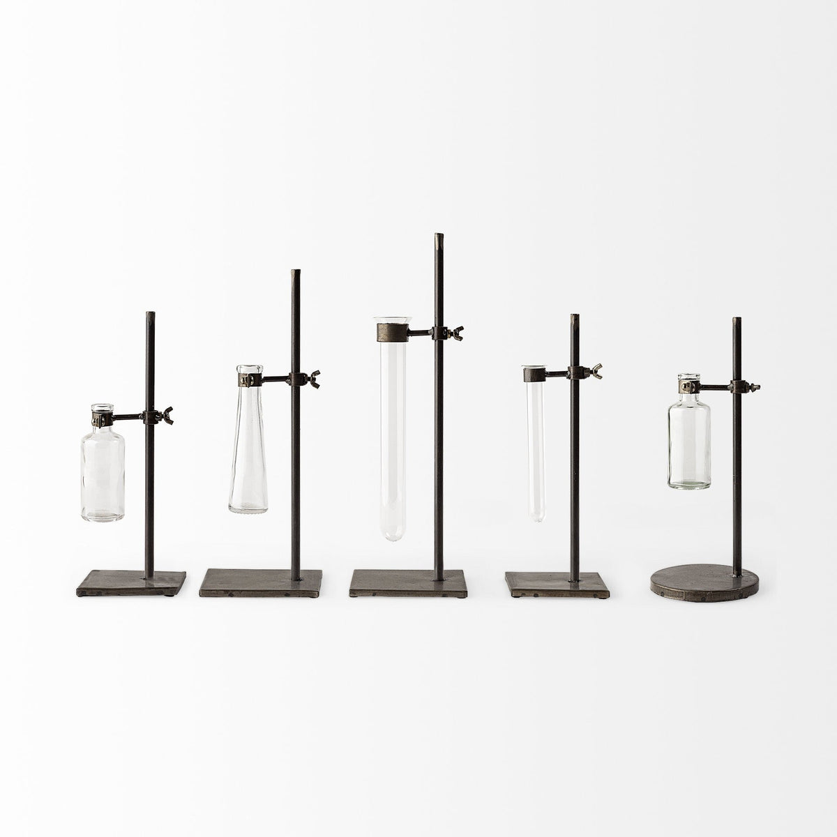 Set of Five Test Tube Vases with Metal Bases LuxuryLifeWay Online Store