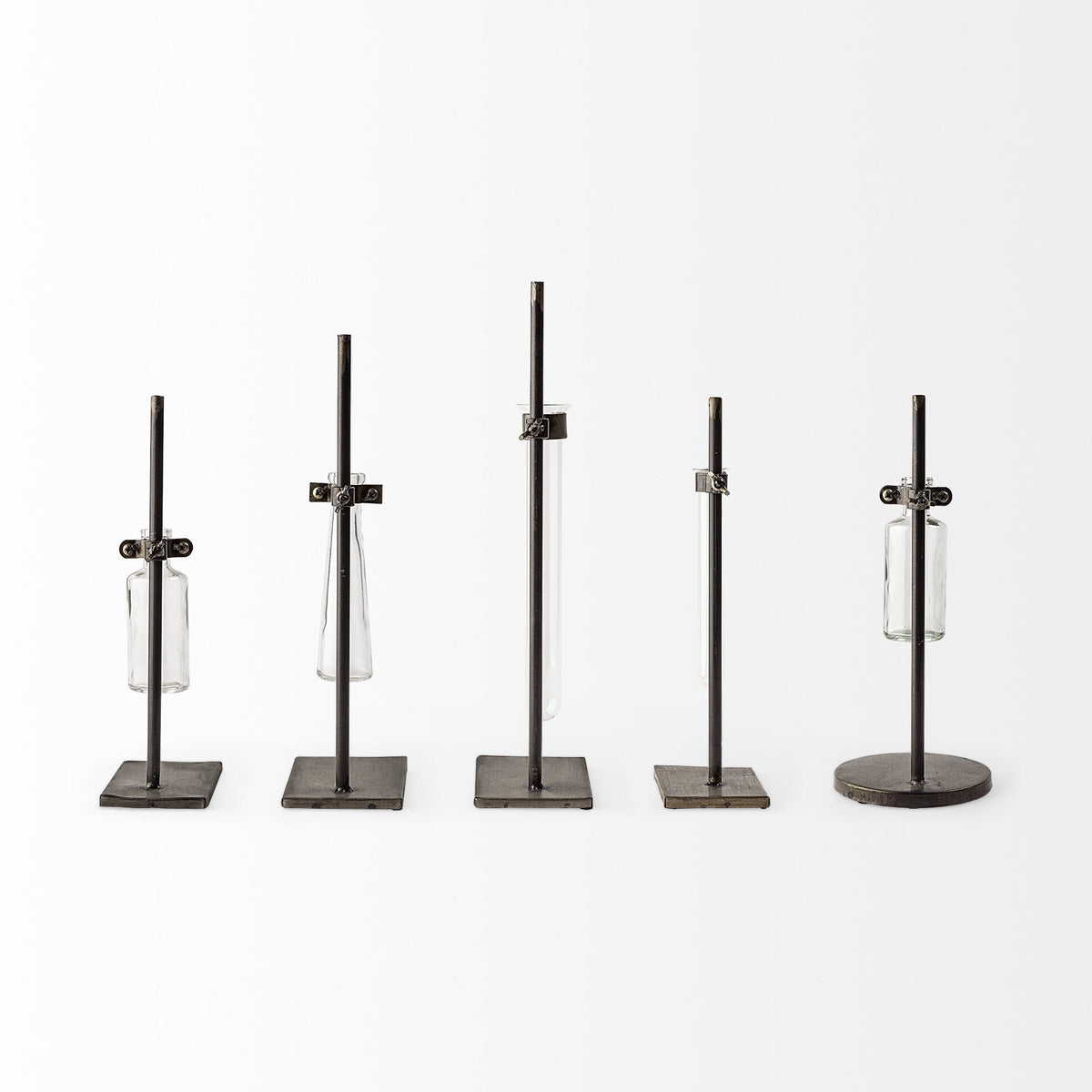Set of Five Test Tube Vases with Metal Bases LuxuryLifeWay Online Store