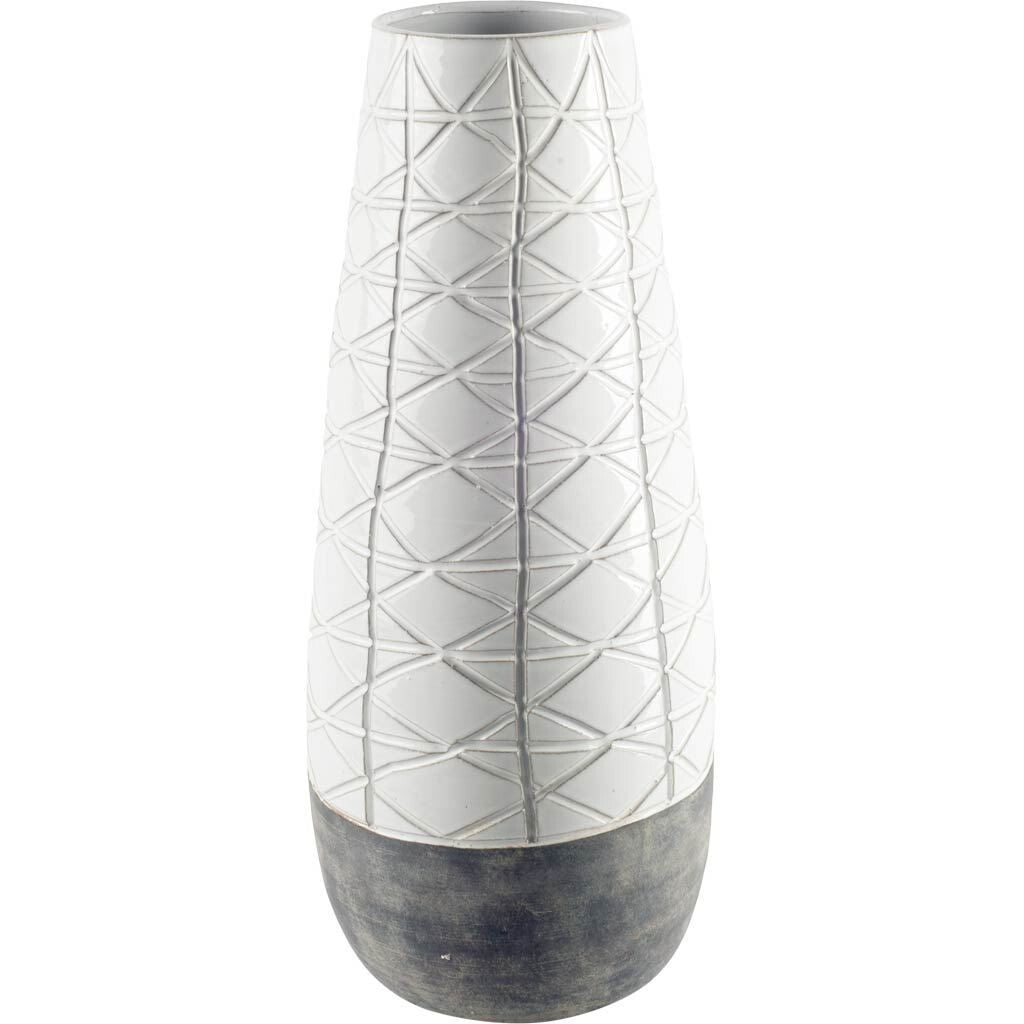 Textured White over Dark Clay Carved Ceramic Vase LuxuryLifeWay Online Store