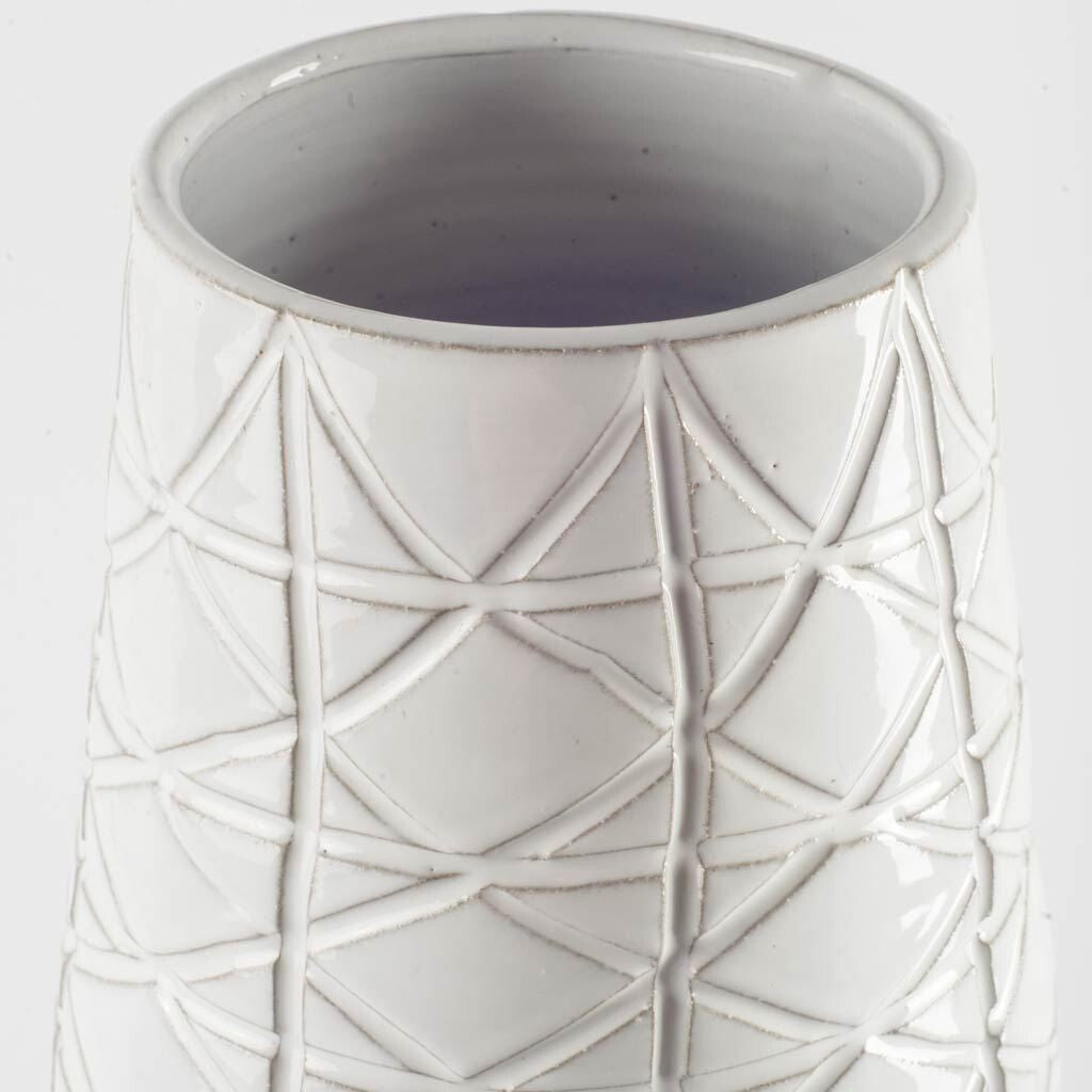 Textured White over Dark Clay Carved Ceramic Vase LuxuryLifeWay Online Store