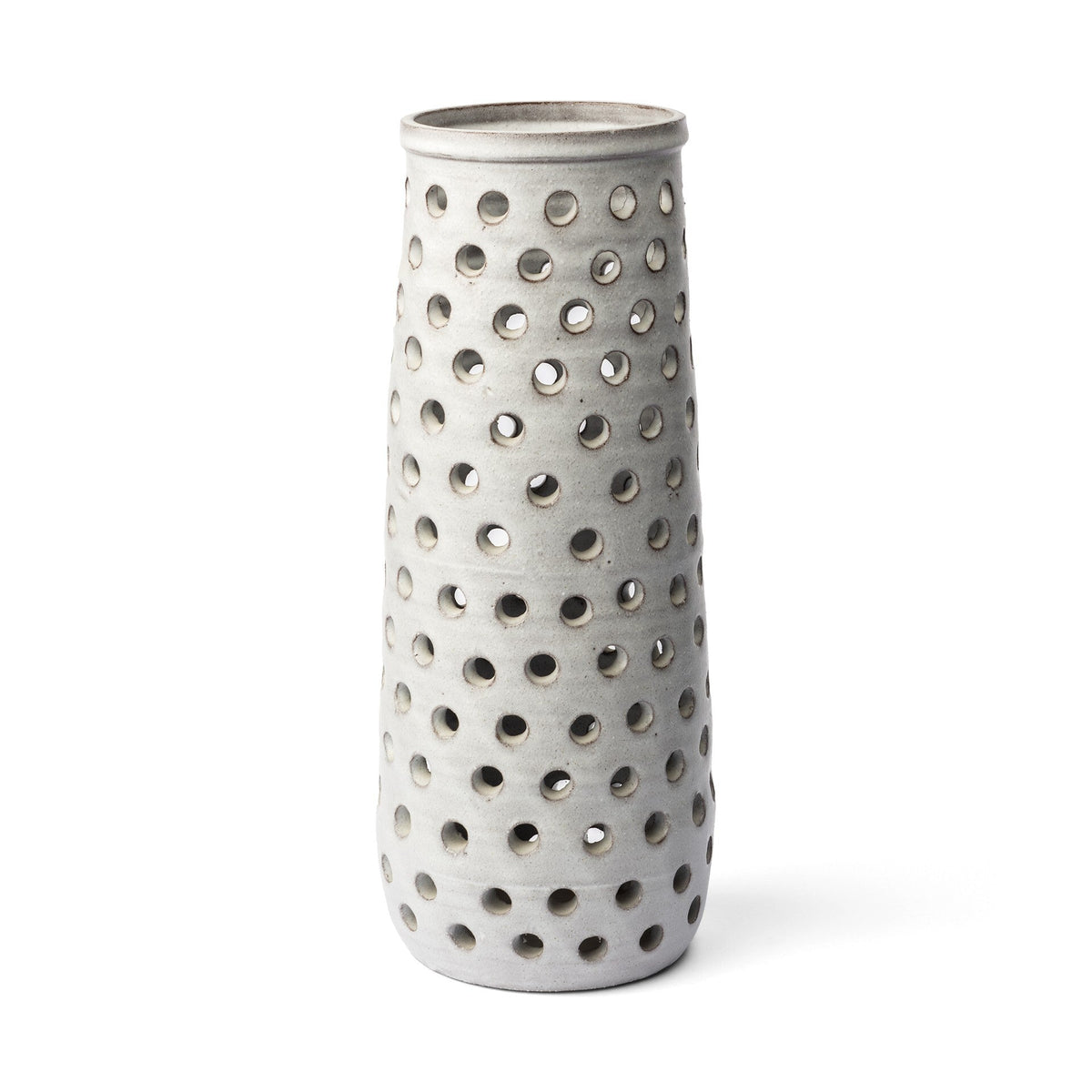 19" Organic White Glaze Pierced Dot Ceramic Vase LuxuryLifeWay Online Store
