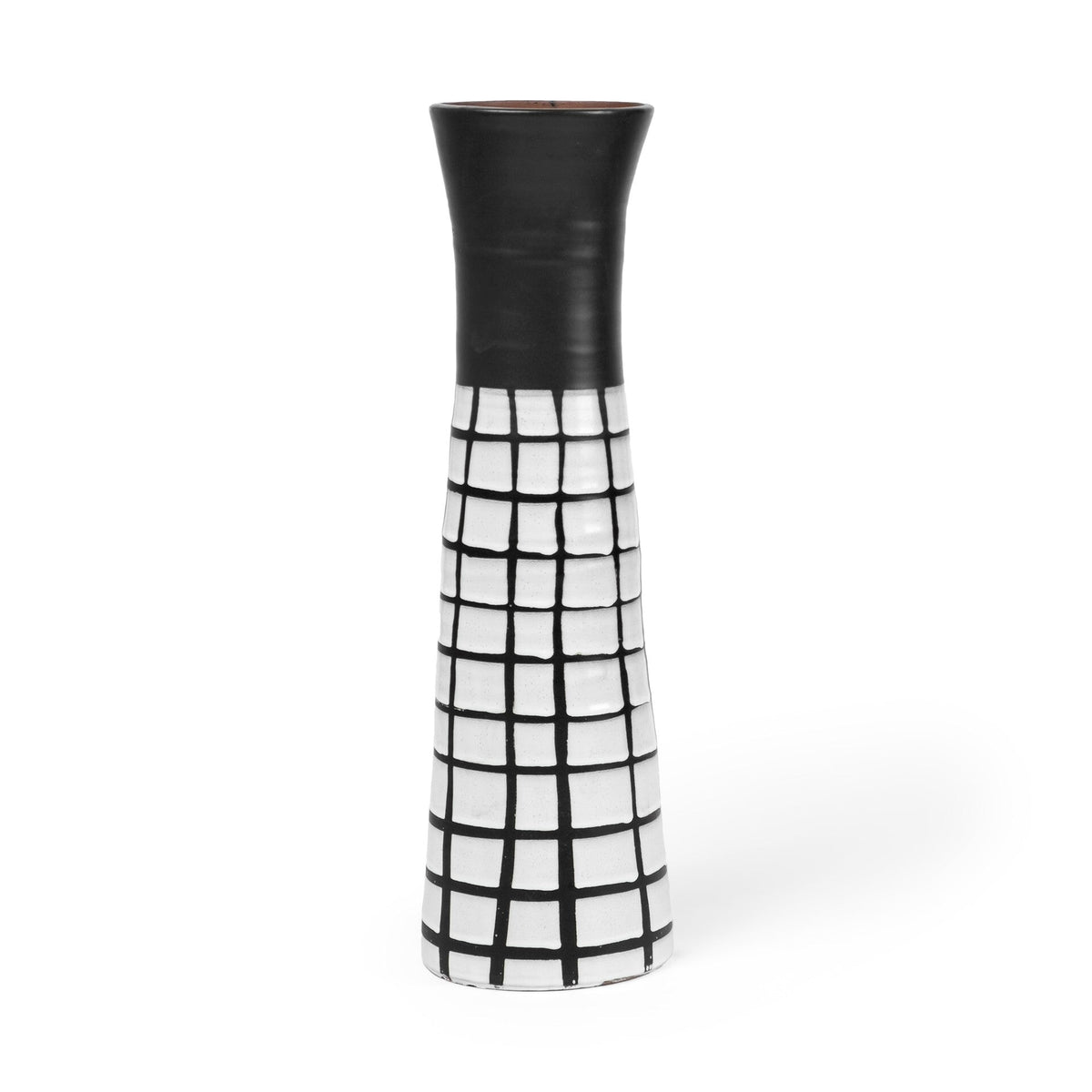 17" Black and White Modern Grid Ceramic Vase LuxuryLifeWay Online Store