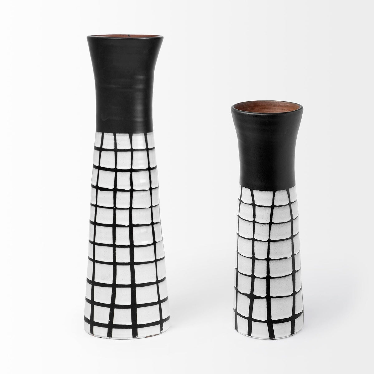 17" Black and White Modern Grid Ceramic Vase LuxuryLifeWay Online Store