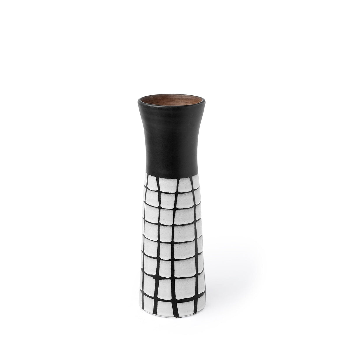 24" Black and White Modern Grid Ceramic Vase LuxuryLifeWay Online Store