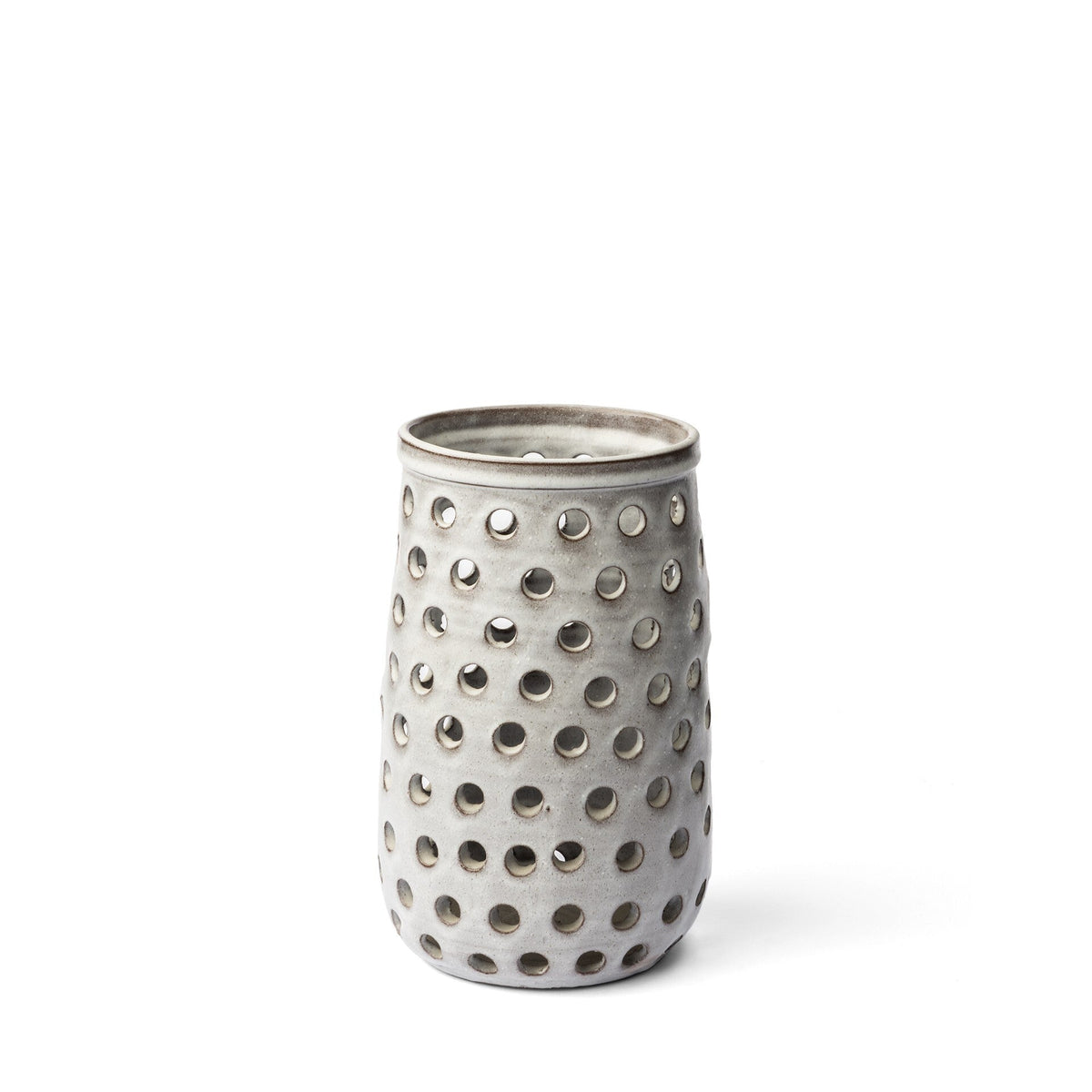 12" Organic White Glaze Pierced Dot Ceramic Vase LuxuryLifeWay Online Store
