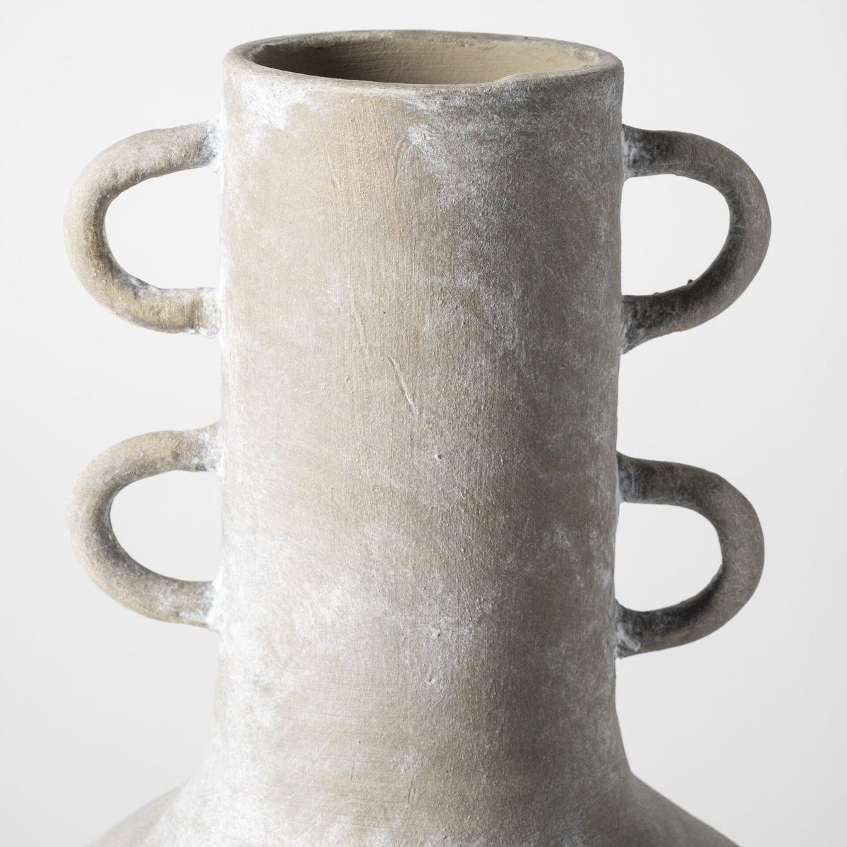 Rustic Whitewash Brown Double Handle Ceramic Vase LuxuryLifeWay Online Store