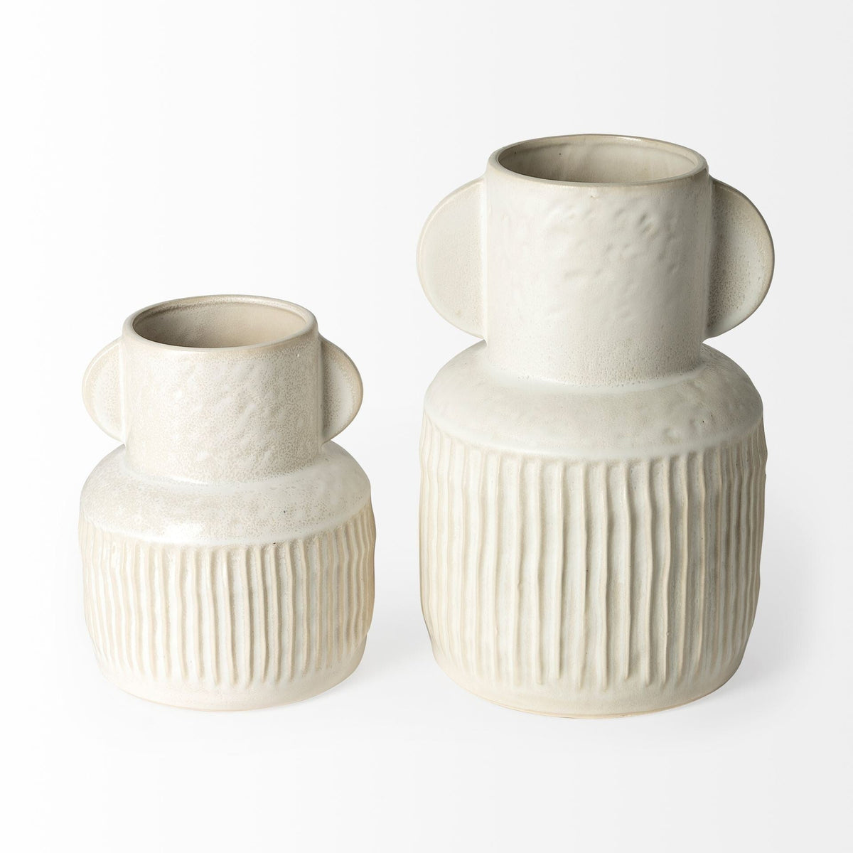 8" Whitewash Handled Textured Ceramic Vase LuxuryLifeWay Online Store