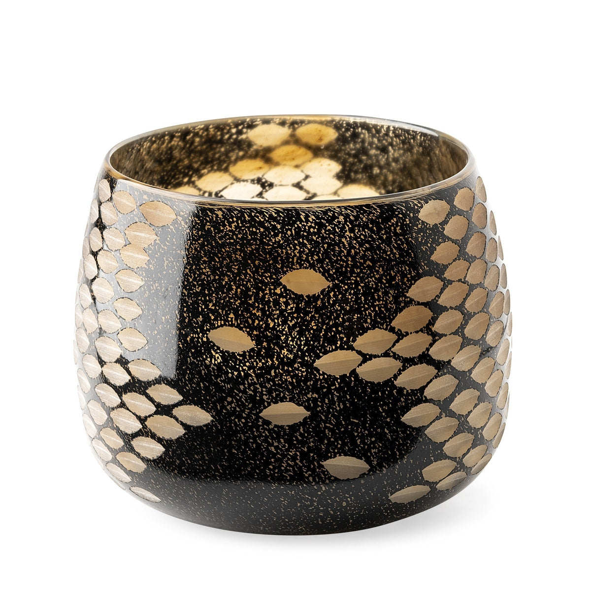 6" Black and Gold Artisan Bubble Glass Vase LuxuryLifeWay Online Store