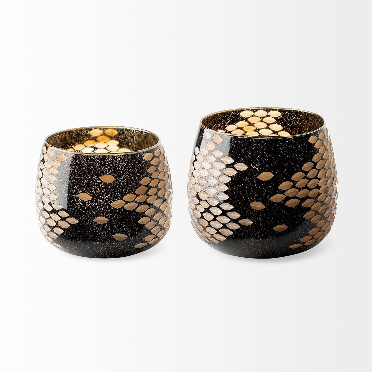 6" Black and Gold Artisan Bubble Glass Vase LuxuryLifeWay Online Store