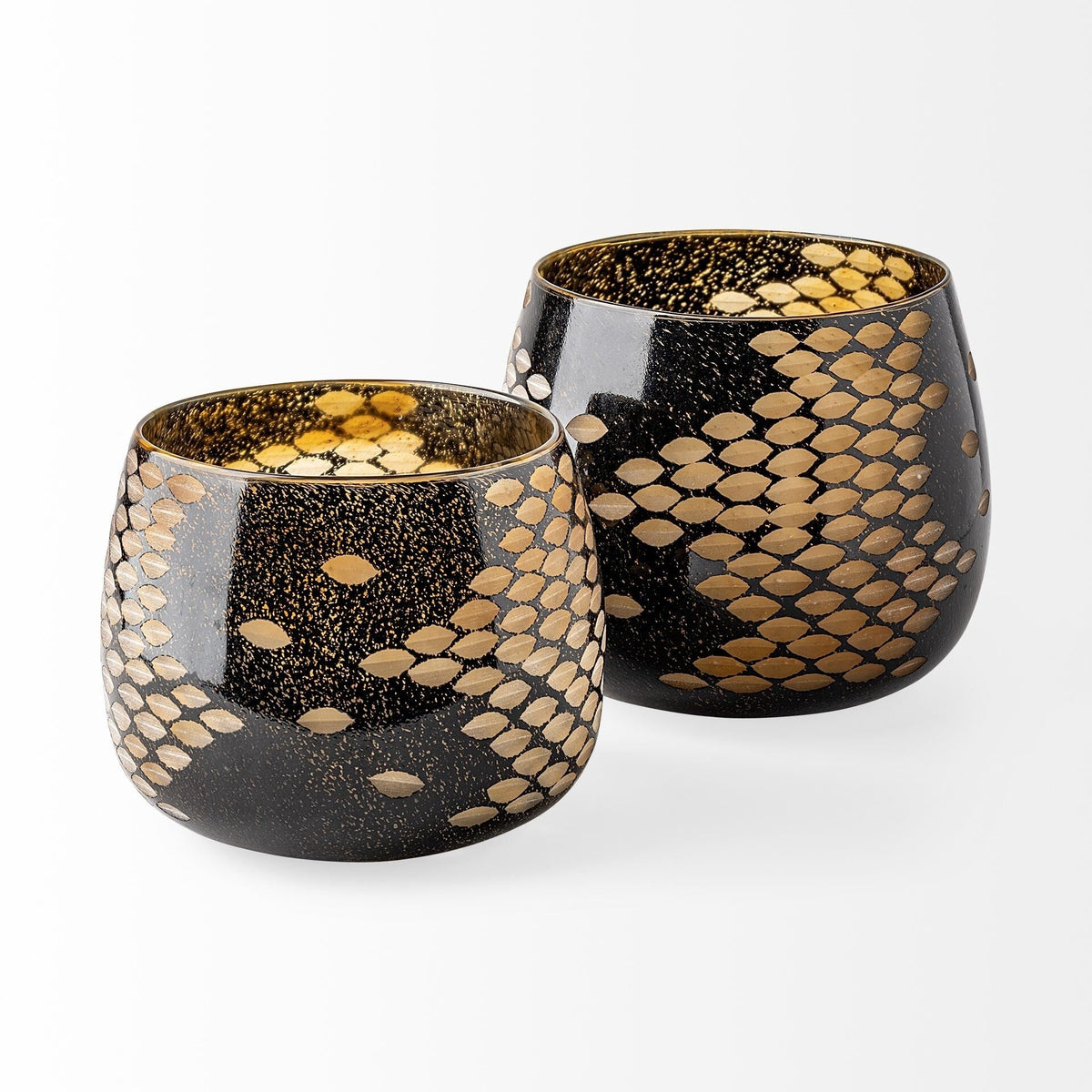 6" Black and Gold Artisan Bubble Glass Vase LuxuryLifeWay Online Store