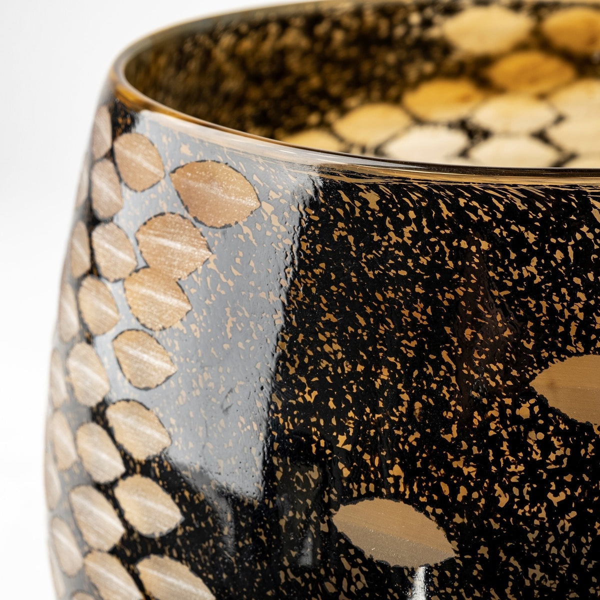 6" Black and Gold Artisan Bubble Glass Vase LuxuryLifeWay Online Store