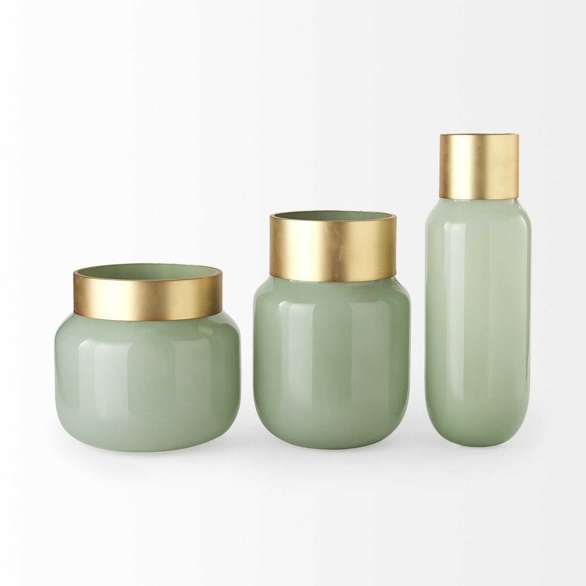 12" Smokey Green and Glass Rounded Oval Vase LuxuryLifeWay Online Store
