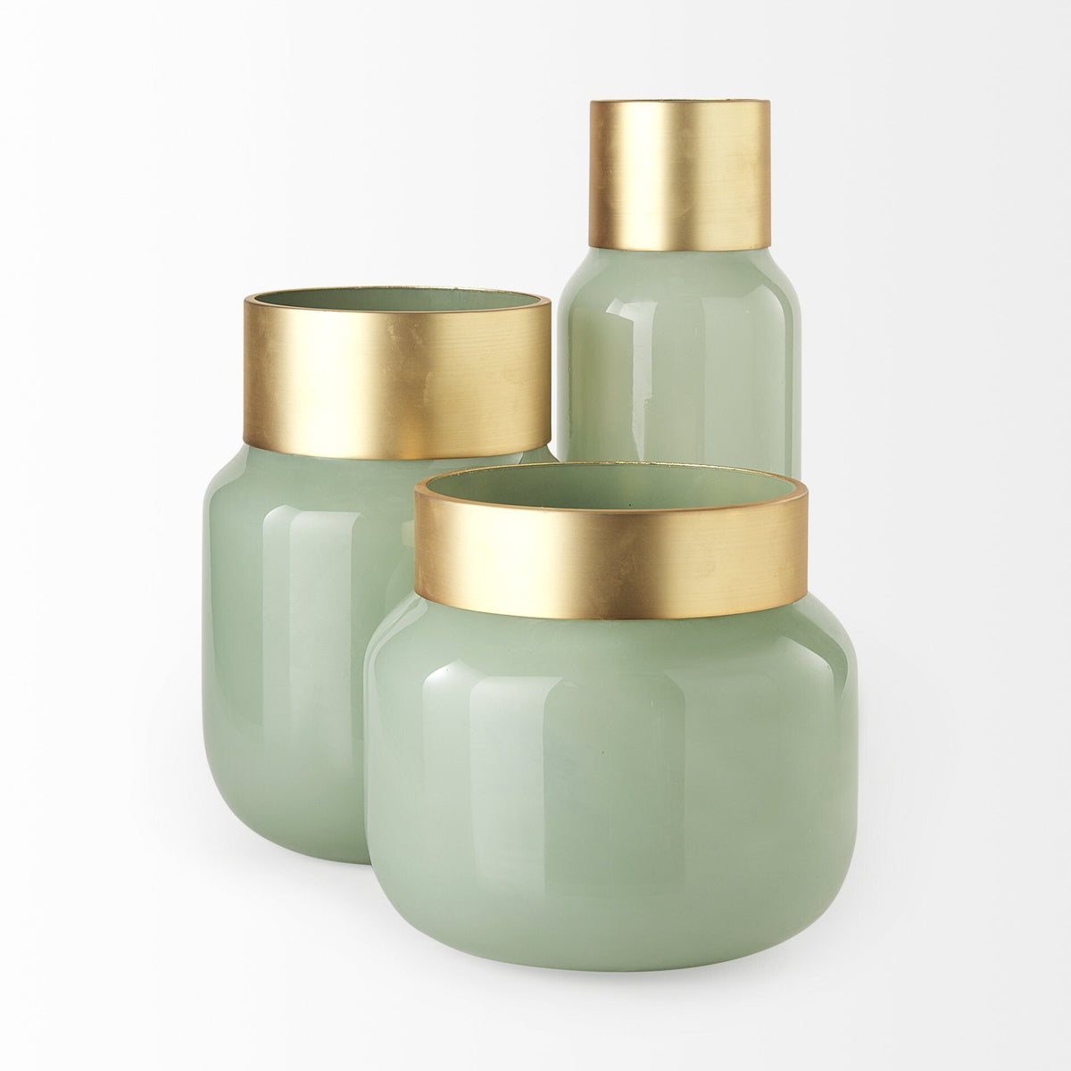 12" Smokey Green and Glass Rounded Oval Vase LuxuryLifeWay Online Store