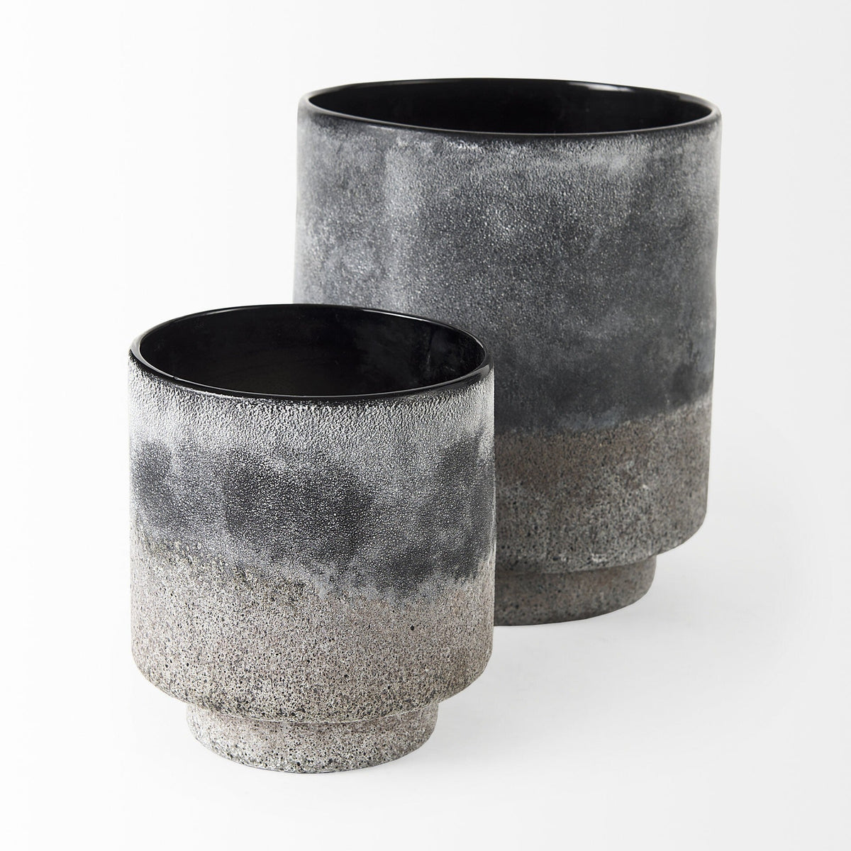 9" Black Brown and Gray Ombre Textured Ceramic Vase LuxuryLifeWay Online Store