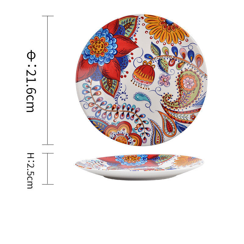 Underglaze Ceramic Tableware Bohemian Household Dishes LadyShow.Store