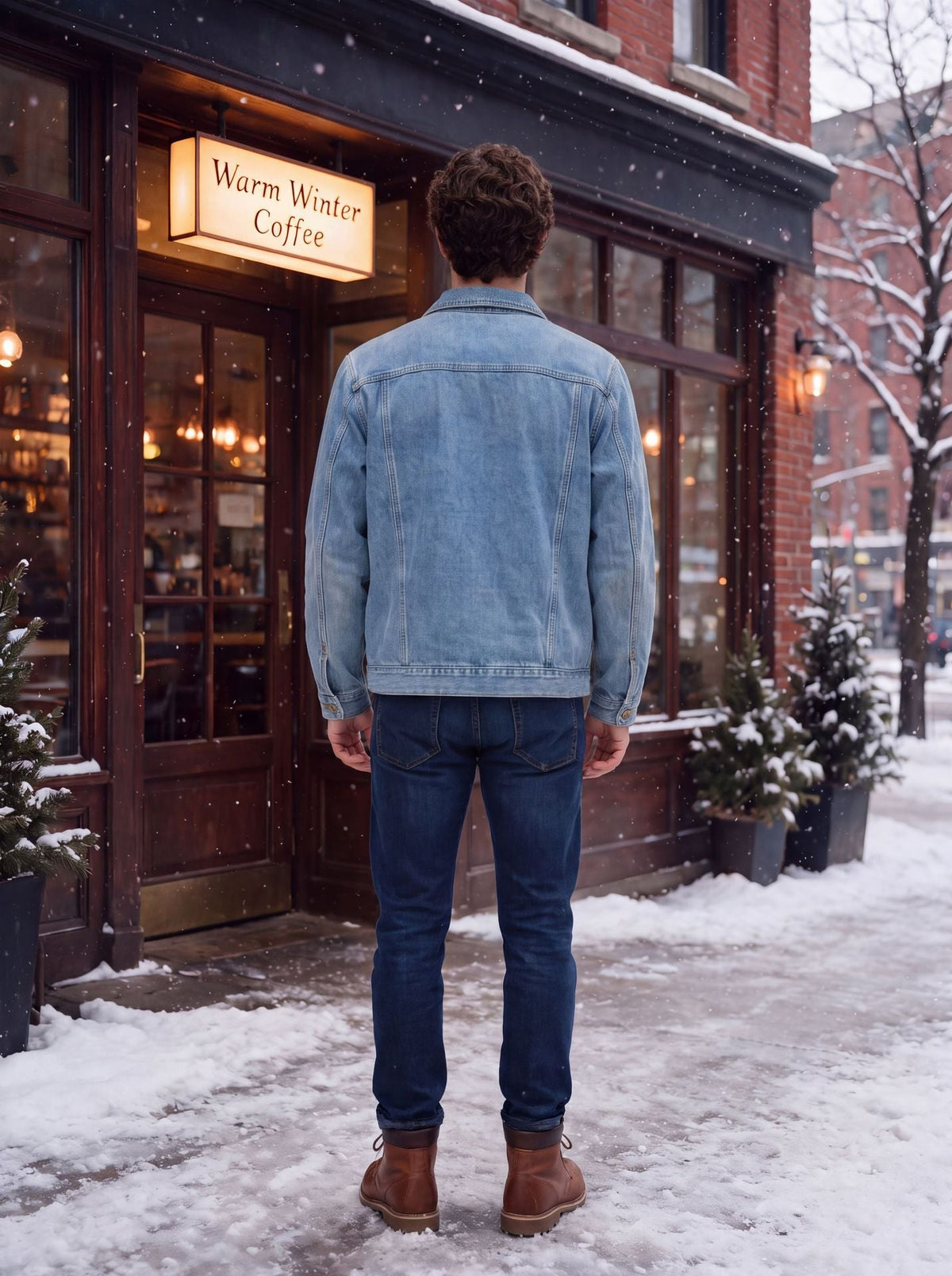 Cross-border, In-stock, Fleece-lined, And Thickened Denim Jacket For Men, Slim Fit, 2026 Autumn Winter Casual Jacket, Available On Amazon NorixaFashion.com