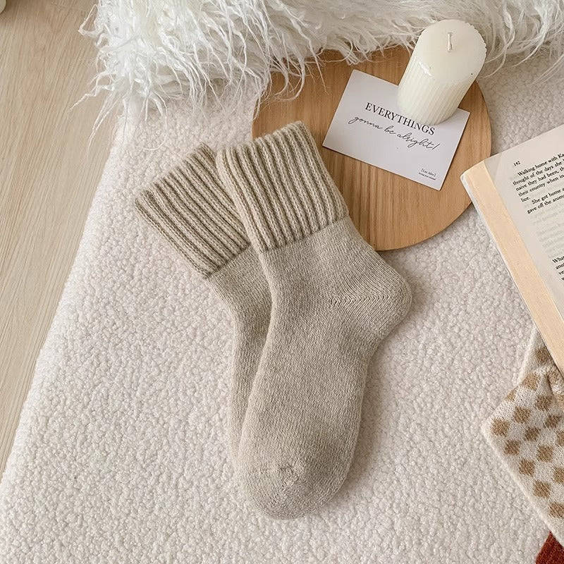 Ins Knitted Socks Winter Warm Thickened Solid Loop Socks High Ribbed Sweat-absorbent Floor Sock Best YouTube Store