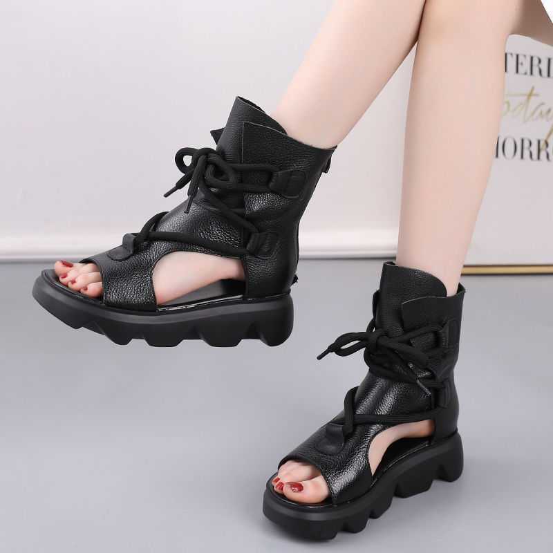 Soft Leather Platform Sandals for Women - Summer Style Best YouTube Store