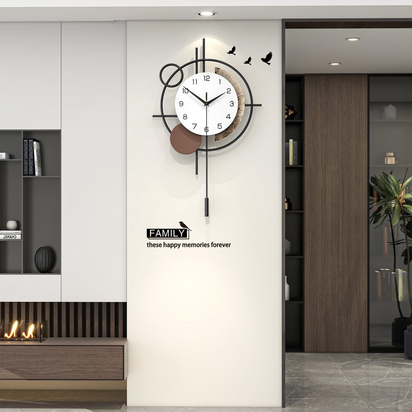 Modern Abstract Wall Clock Minimalist Metal Decorative Home Decor PearlNestDecor.com