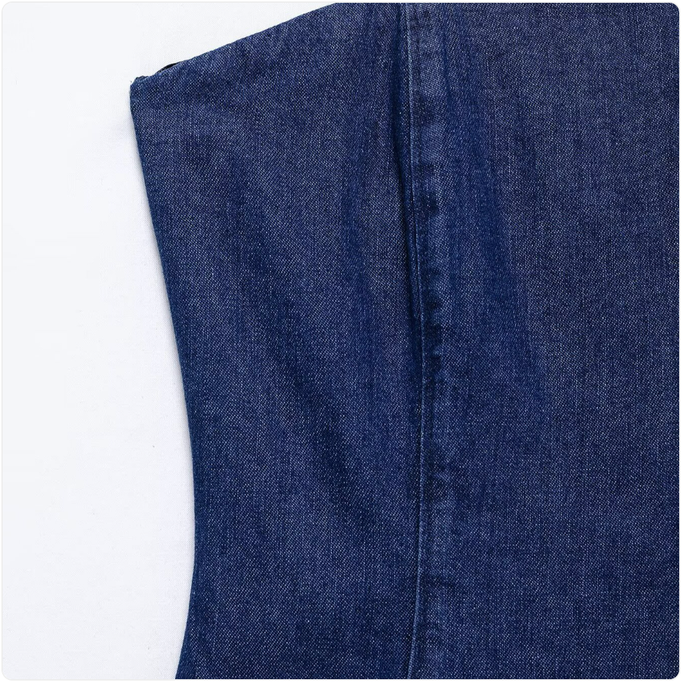 Women's Stylish Denim Midi Dress Pi-Mart