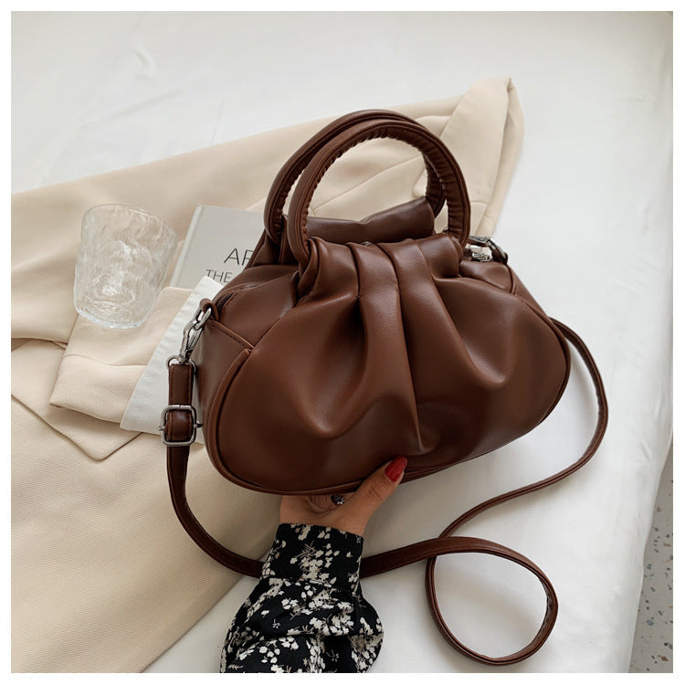Versatile Womens Retro Cloud-Print Pleated Shoulder Crossbody Bag LadyShow.Store
