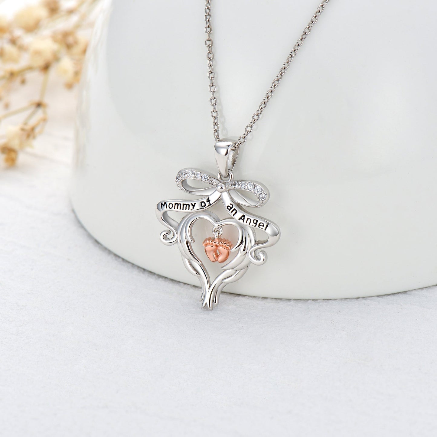 925 Sterling Silver Memorial Grieving Mommy of an Angel Jewelry for Women LadyShow.Store