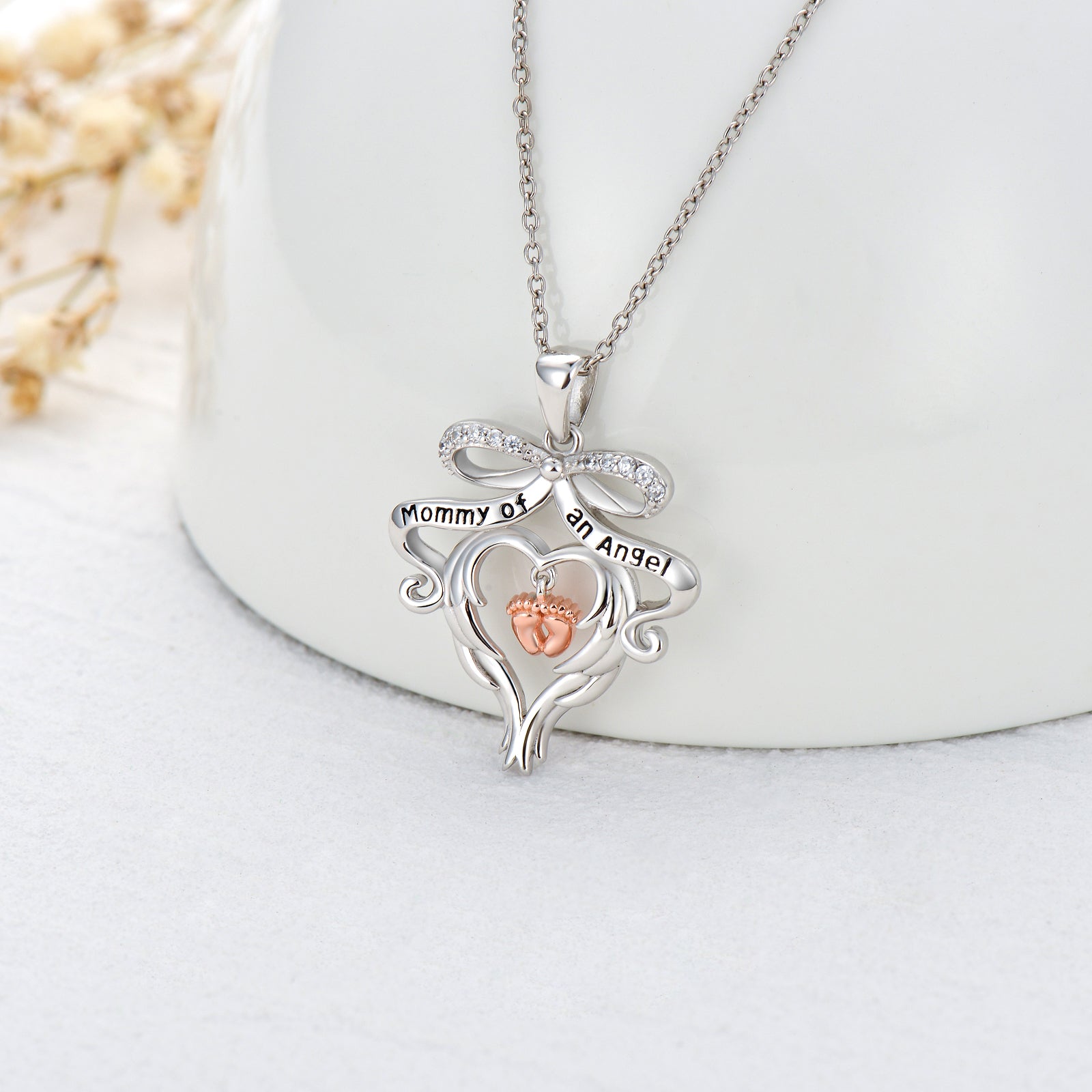 925 Sterling Silver Memorial Grieving Mommy of an Angel Jewelry for Women LadyShow.Store