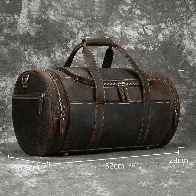 Men's Real-leather Handbag Crazy Horse Leather Vintage Travel Bag LadyShow.Store
