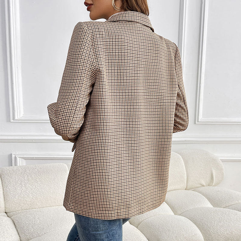 Suit One Button Houndstooth Suit Jacket LadyShow.Store
