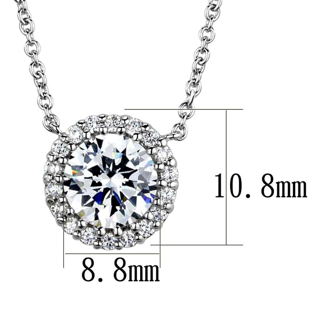 3W1027 - Rhodium Brass Chain Pendant with AAA Grade CZ  in Clear LuxuryLifeWay Online Store