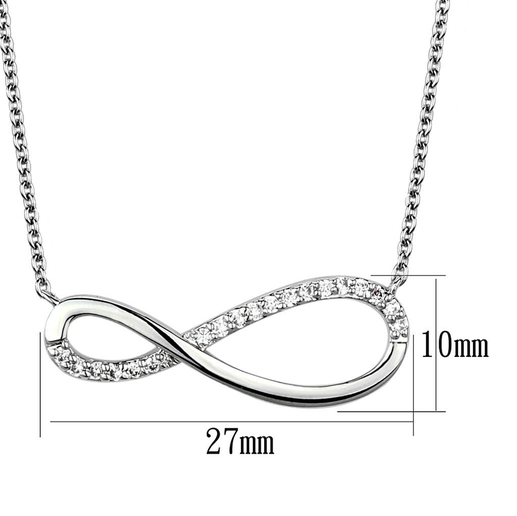 3W1033 - Rhodium Brass Chain Pendant with AAA Grade CZ  in Clear LuxuryLifeWay Online Store