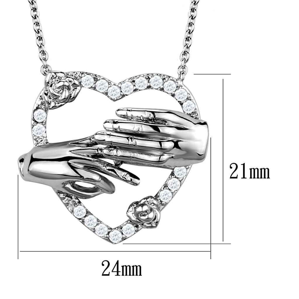 3W1034 - Rhodium Brass Chain Pendant with AAA Grade CZ  in Clear LuxuryLifeWay Online Store