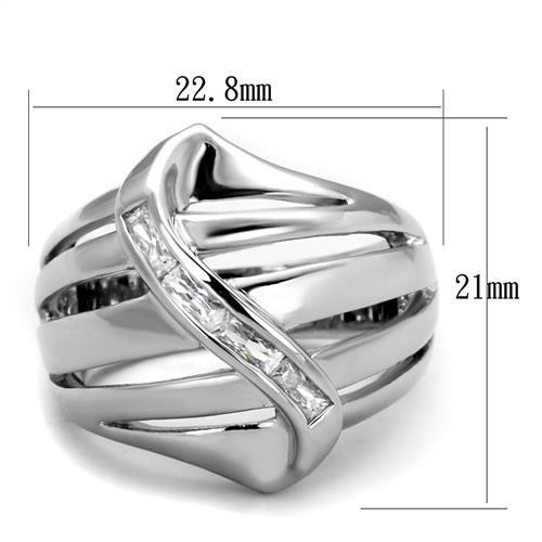 3W1077 - Rhodium Brass Ring with AAA Grade CZ  in Clear LuxuryLifeWay Online Store