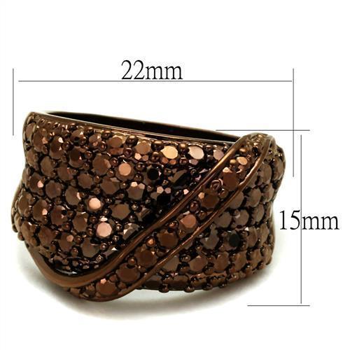 3W1098 - IP Coffee light Brass Ring with AAA Grade CZ  in Light Coffee LuxuryLifeWay Online Store