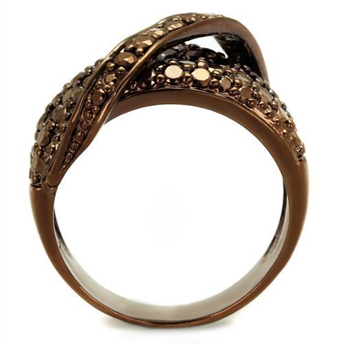 3W1098 - IP Coffee light Brass Ring with AAA Grade CZ  in Light Coffee LuxuryLifeWay Online Store