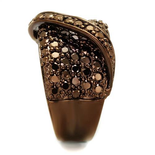 3W1098 - IP Coffee light Brass Ring with AAA Grade CZ  in Light Coffee LuxuryLifeWay Online Store