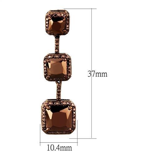 3W1108 - IP Coffee light Brass Earrings with AAA Grade CZ  in Light Coffee LuxuryLifeWay Online Store