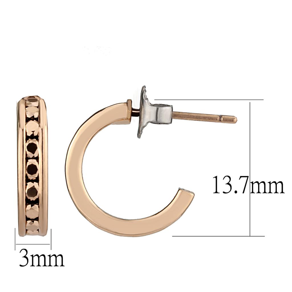 3W1142 - IP Rose Gold(Ion Plating) Brass Earrings with Top Grade Crystal  in Metallic Light Gold LuxuryLifeWay Online Store