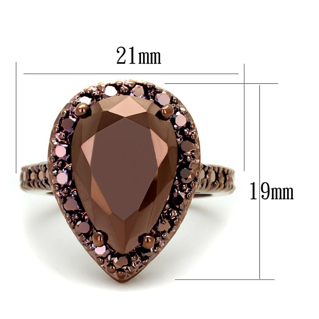 3W1153 - IP Coffee light Brass Ring with AAA Grade CZ  in Light Coffee LuxuryLifeWay Online Store