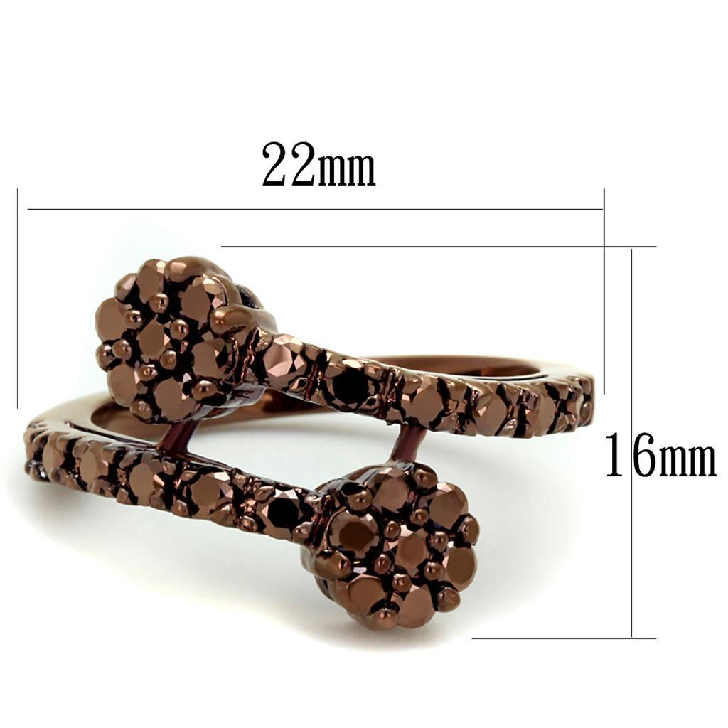 3W1158 - IP Coffee light Brass Ring with AAA Grade CZ  in Light Coffee LuxuryLifeWay Online Store