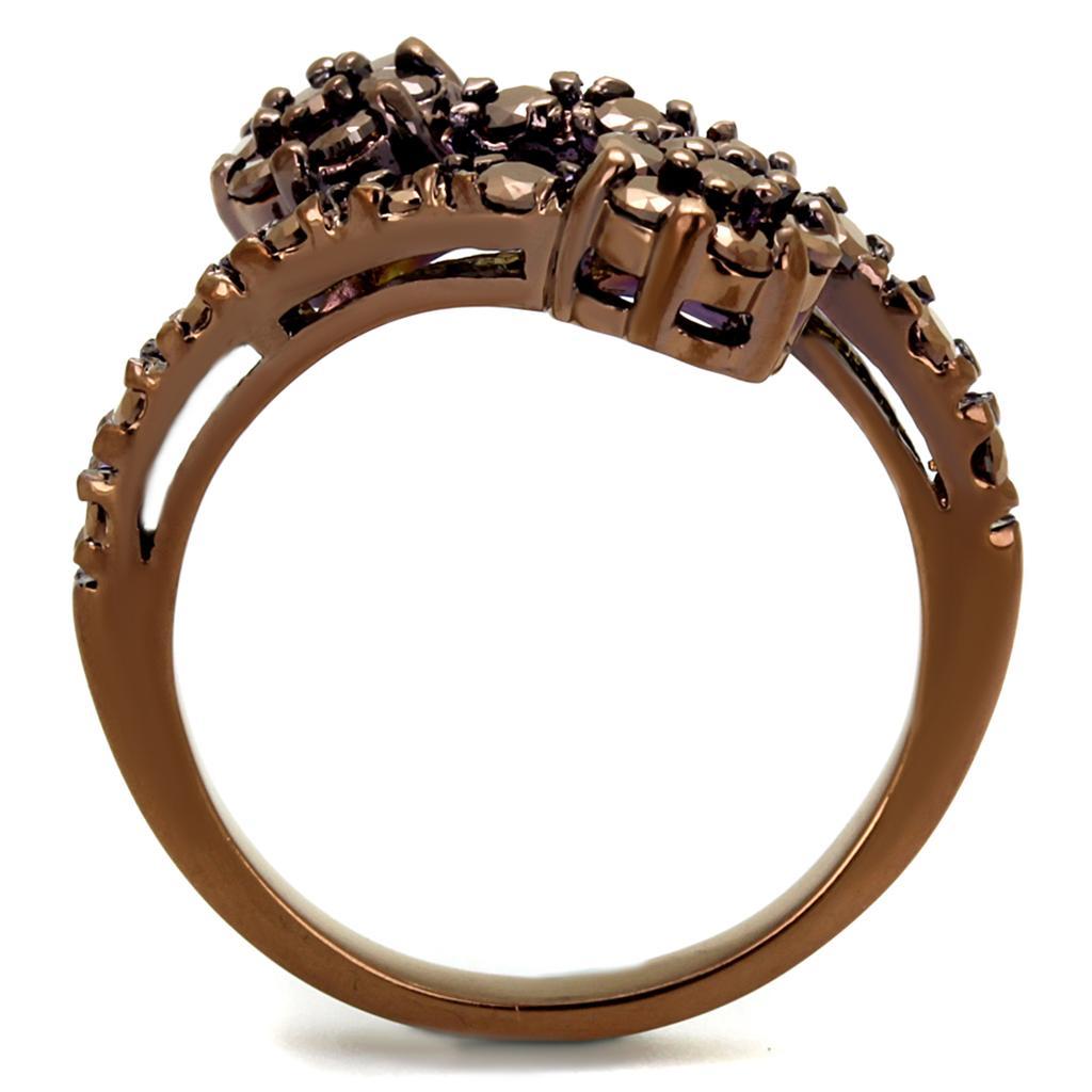 3W1158 - IP Coffee light Brass Ring with AAA Grade CZ  in Light Coffee LuxuryLifeWay Online Store