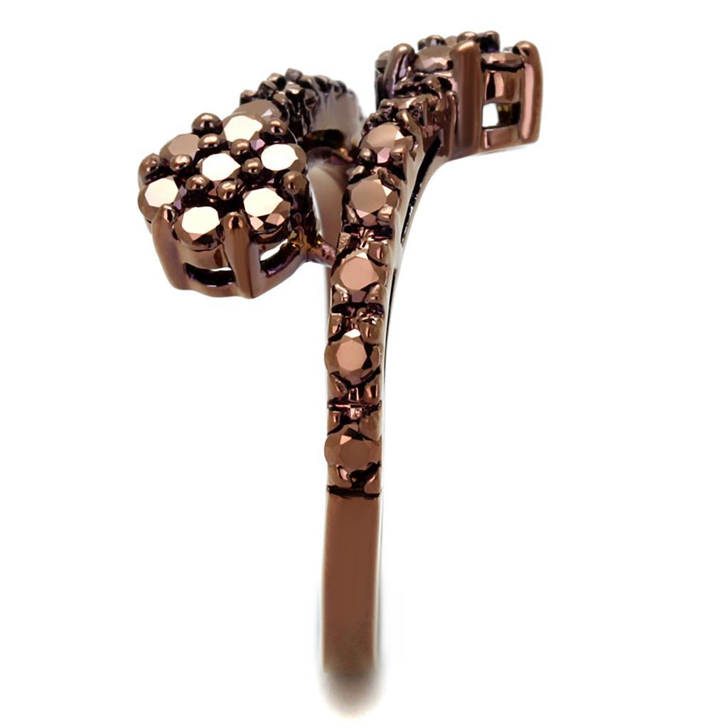 3W1158 - IP Coffee light Brass Ring with AAA Grade CZ  in Light Coffee LuxuryLifeWay Online Store