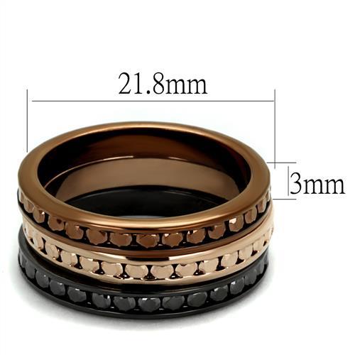 3W1208 - IP Rose Gold & IP Light Black & IP Light coffee Brass Ring with Top Grade Crystal  in Multi Color LuxuryLifeWay Online Store